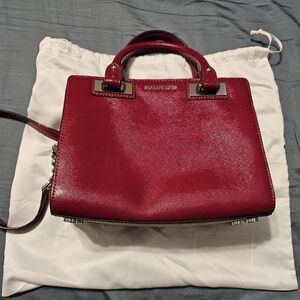 EUC Michael Kors Red Leather Satchel with Dust Bag